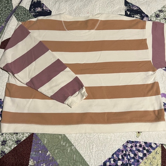 Madewell Women's (Re)sourced cotton cropped striped swing sweatshirt - size XL - Picture 6 of 8